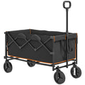160L Folding Festival Trolley Cart with Tailgate and Carry Bag Black and Orange by Outsunny