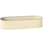 Galvanised Metal Raised Garden Bed With Safety Edging For Plants And Herbs Cream White AOSOM