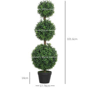 Set of 2 Artificial Topiary Boxwood Trees 100cm Green Indoor Outdoor Decor by HOMCOM