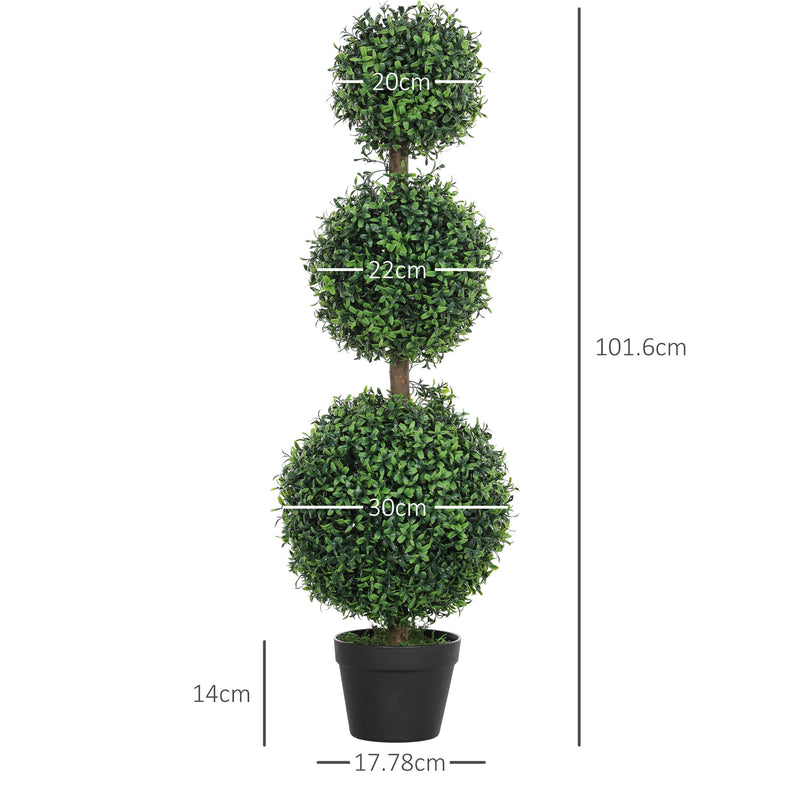 Set of 2 Artificial Topiary Boxwood Trees 100cm Green Indoor Outdoor Decor by HOMCOM