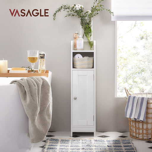 Slim Bathroom Storage Cabinet with Door and Adjustable Shelves for Small Spaces by Vasagle