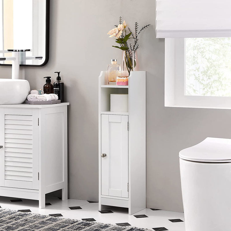 Slim Bathroom Storage Cabinet with Door and Adjustable Shelves for Small Spaces by Vasagle