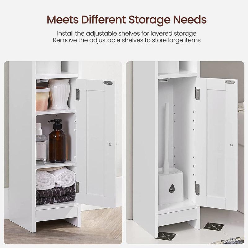 Slim Bathroom Storage Cabinet with Door and Adjustable Shelves for Small Spaces by Vasagle