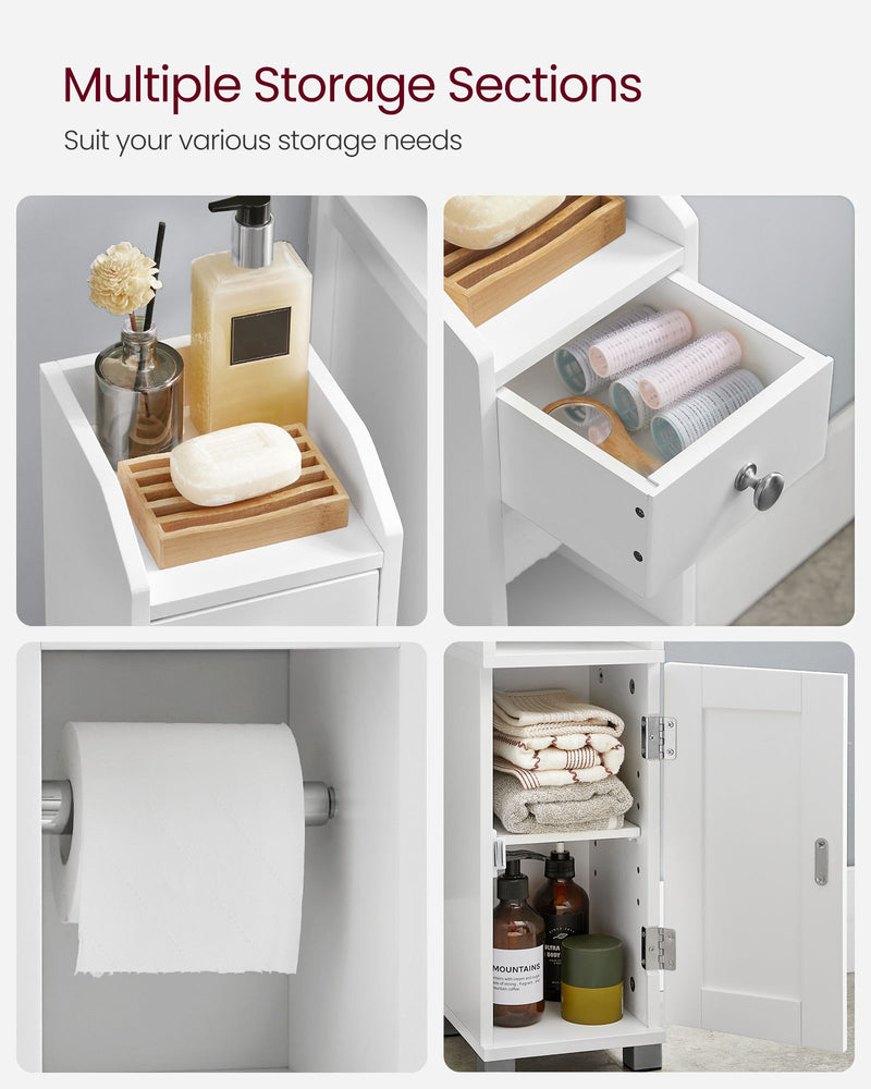 Small Bathroom Storage Cabinet with Toilet Paper Holder and Shelf by Vasagle
