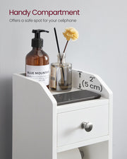 Small Bathroom Storage Cabinet with Toilet Paper Holder and Shelf by Vasagle