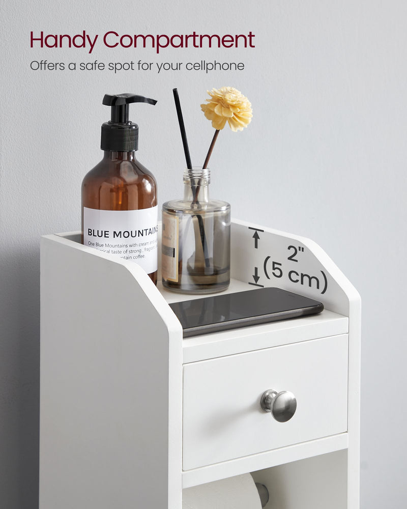 Small Bathroom Storage Cabinet with Toilet Paper Holder and Shelf by Vasagle