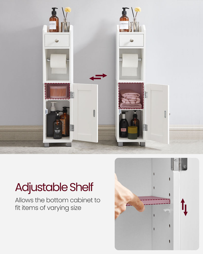 Small Bathroom Storage Cabinet with Toilet Paper Holder and Shelf by Vasagle