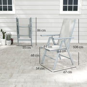 Set of Two Light Grey Aluminium Folding Chairs for Outdoor Use by Outsunny
