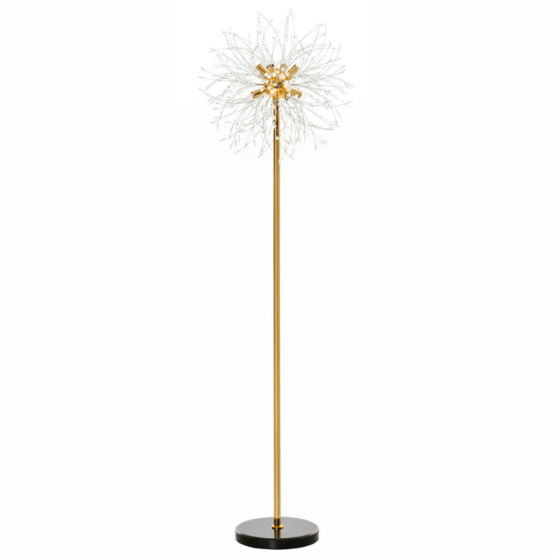 160cm Tall Floor Lamp with Crystallite Dandelion Design and Foot Switch, Silver