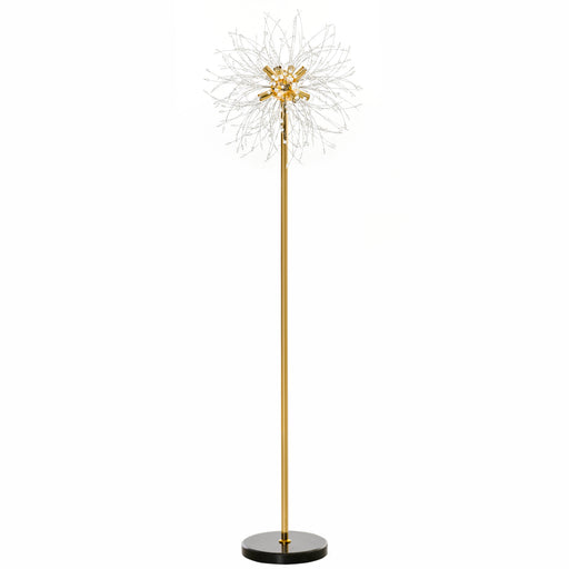 160cm Tall Floor Lamp with Crystallite Dandelion Design and Foot Switch, Silver
