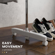 3 Tier Foldable Clothes Airer With Wheels Stainless Steel Drying Rack For Indoor Use, White