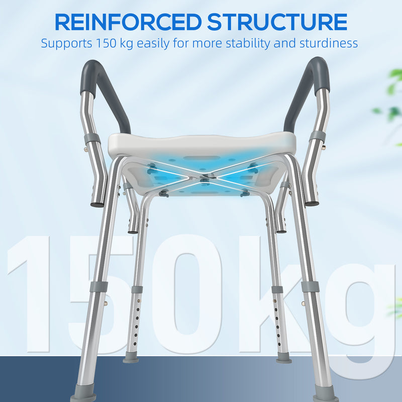 Adjustable Aluminium Bath Seat With Non Slip Legs For Elderly Or Disabled Users, Light Blue