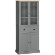 Tall Freestanding Kitchen Pantry Cupboard With Drawer And Adjustable Shelves Grey