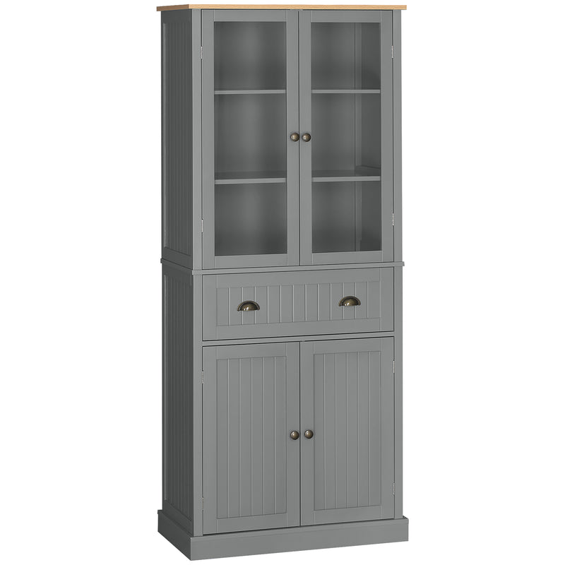 Tall Freestanding Kitchen Pantry Cupboard With Drawer And Adjustable Shelves Grey