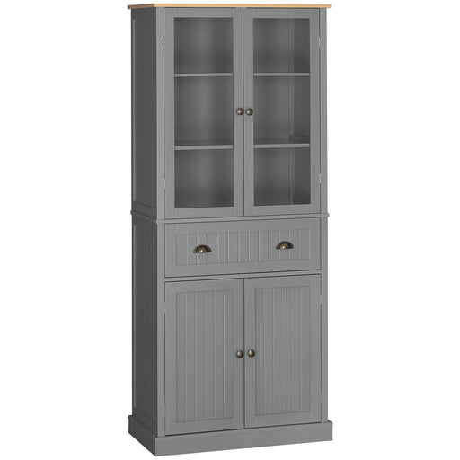 Tall Freestanding Kitchen Pantry Cupboard With Drawer And Adjustable Shelves Grey