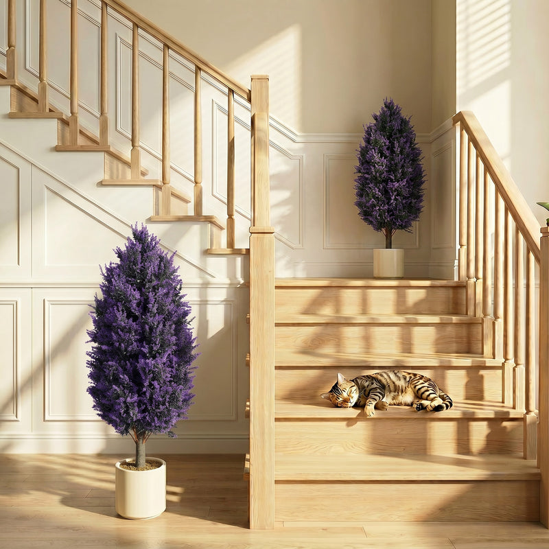 Artificial Lavender Towers Set of 2 for Easy Year Round Garden Colour Blue