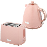 1.7L Fast Boil Kettle and 2 Slice Toaster Set with Auto Shut Off Ideal for Busy Mornings, Light Pink