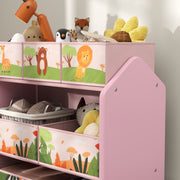 Pink 3-Tier Kids Toy Storage Unit with 6 Removable Boxes for Bedroom Playroom Nursery by AIYAPLAY