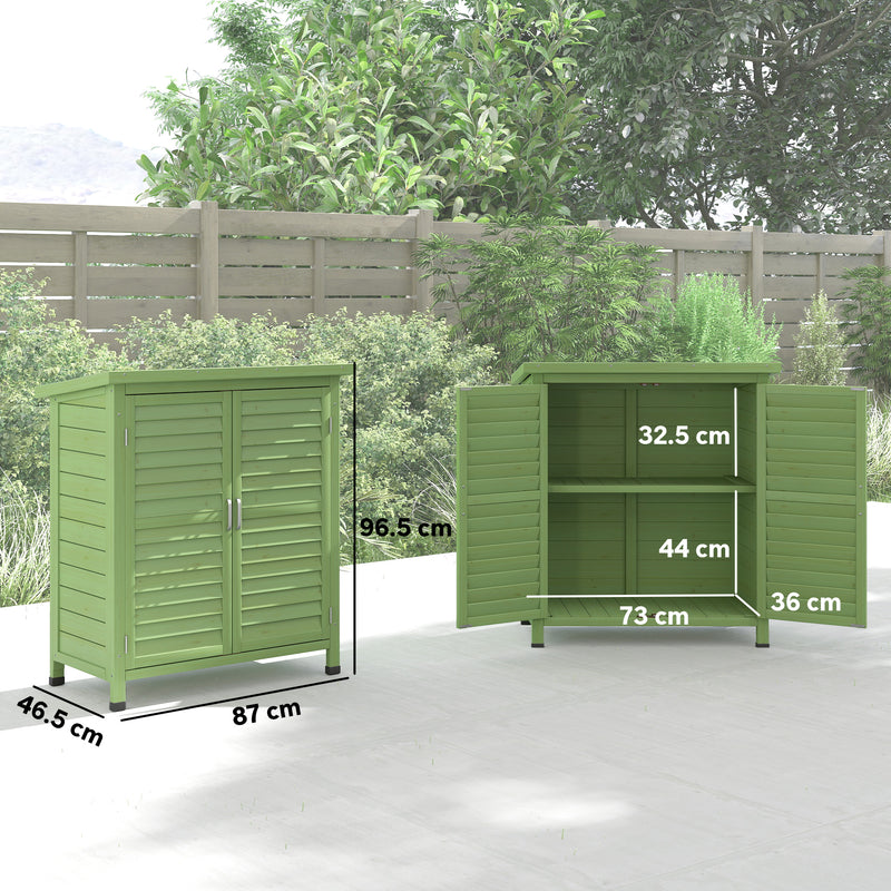 Wooden Garden Storage Shed With Double Doors Ideal For Tools And Equipment Green Outsunny