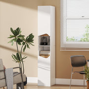 Tall Slim Bathroom Storage Cabinet with Shelves and Double Doors for Small Spaces White AOSOM