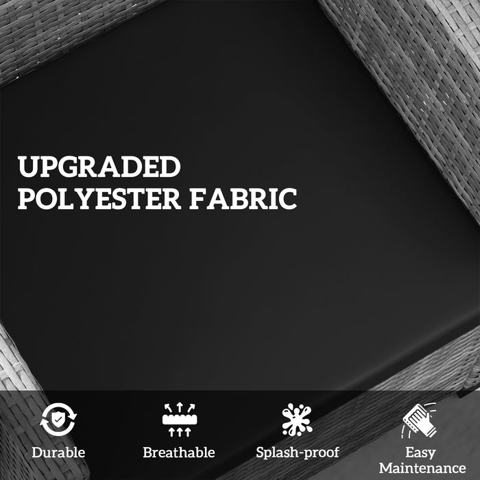 Black Garden Seat Cushion Pads Set of 3 for Rattan Furniture by Outsunny