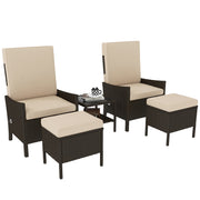 5 Piece Rattan Patio Furniture Set With Cushions for Patio and Balcony by Outsunny