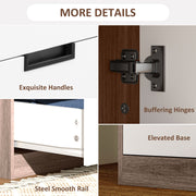Two Door Wardrobe with Drawers for Bedroom Storage, White and Brown by HOMCOM
