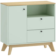 Sideboard with Adjustable Shelves for Organised Storage Light Green and Oak AOSOM