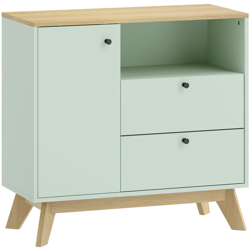 Sideboard with Adjustable Shelves for Organised Storage Light Green and Oak AOSOM