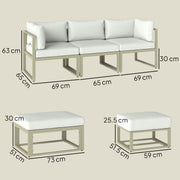 Garden Sofa Set with Daybed and Coffee Table for Flexible Outdoor Lounging, Cream White & Rose Gold Outsunny