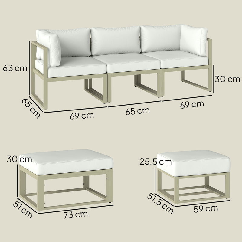 Garden Sofa Set with Daybed and Coffee Table for Flexible Outdoor Lounging, Cream White & Rose Gold Outsunny