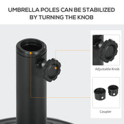13kg Weighted Patio Umbrella Stand for Stable Garden Shade, Fits 38-48mm Poles, Black Outsunny