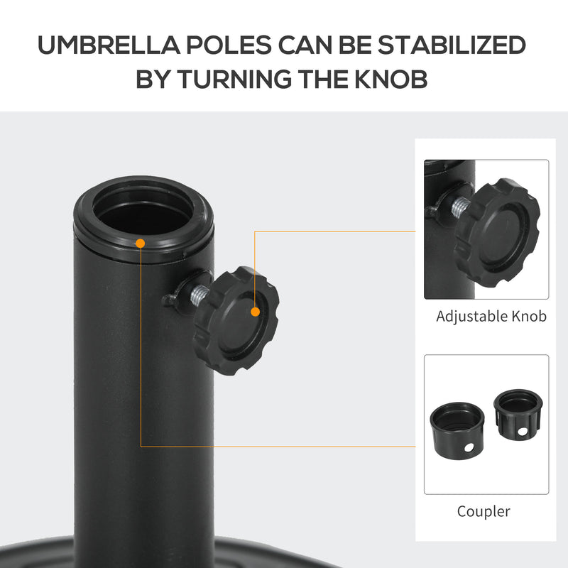 13kg Weighted Patio Umbrella Stand for Stable Garden Shade, Fits 38-48mm Poles, Black Outsunny