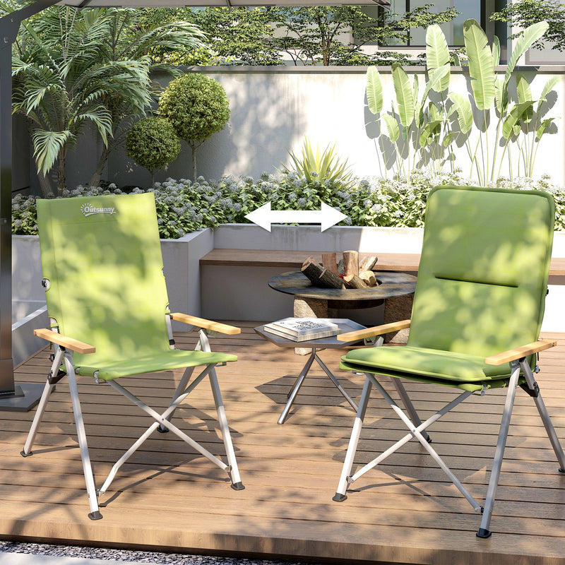 Foldable Camping Chair with Adjustable Backrest and Padded Seat for Outdoor Comfort Green