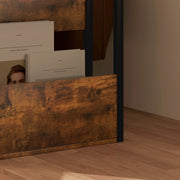 Industrial Style Side Table with Metal Frame, Black and Brown by HOMCOM