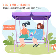 Fairy Themed Kids Garden Swing Seat For Two With Adjustable Canopy And Safety Harnesses