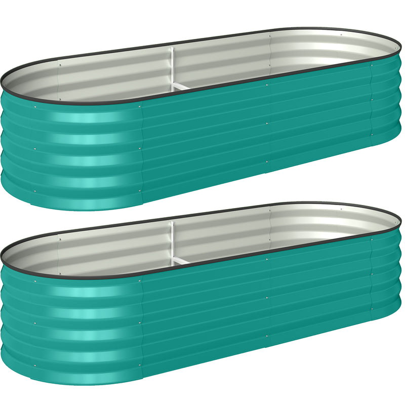 Galvanised Raised Garden Beds Set of 2 for Easy Outdoor Planting with Open Bottom