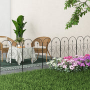 Black Metal Garden Fence Panels Set of 5 Decorative Border Edging With Heart Design