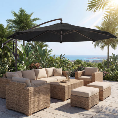 3m Cantilever Parasol with Large Canopy for Easy Garden Shade and Outdoor Dining, Black Outsunny