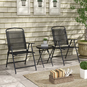 Three Piece Bistro Set with Glass Top Table Black by Outsunny