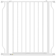 Extra Wide Dog Gate with Walk Through Door for Stairs and Hallways White AOSOM