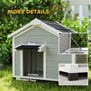 Wooden Dog House for Medium Dogs with Openable Roof and Elevated Feet Light Grey by PawHut