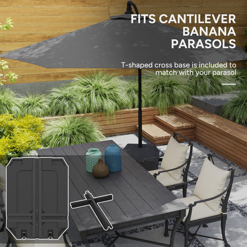 Heavy Duty Base For Cantilever Parasols With Wheels - Water Or Sand Fill For Garden Patio Outsunny