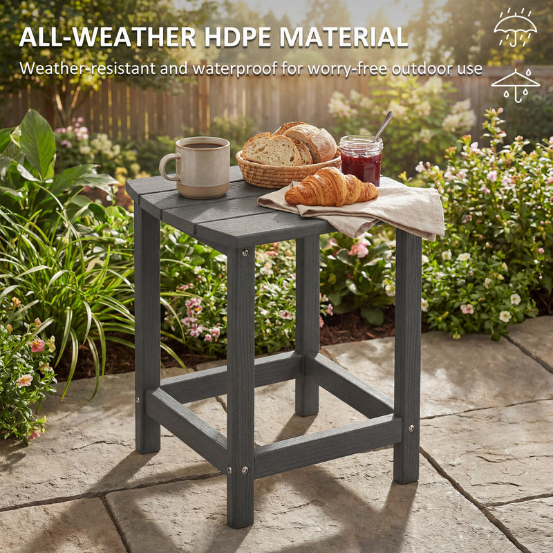 Outdoor Side Table for Garden or Patio with Easy-Clean Weatherproof Wood Effect Grey Outsunny