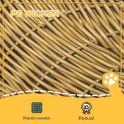 Wicker Cat House with Soft Washable Cushion Ideal for Indoor Use, Light Brown AOSOM