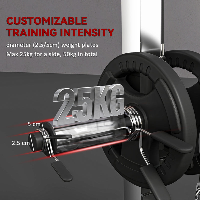 Home Gym Power Cage with 15 Level Squat Rack and Pulley System for Strength Training Black AOSOM
