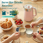 Kettle and Toaster Set for Fast Family Breakfasts and Tea Breaks Pink AOSOM