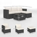 5 Piece Rattan Garden Lounge Set with Gas Fire Pit Table and Footstool Black by Outsunny