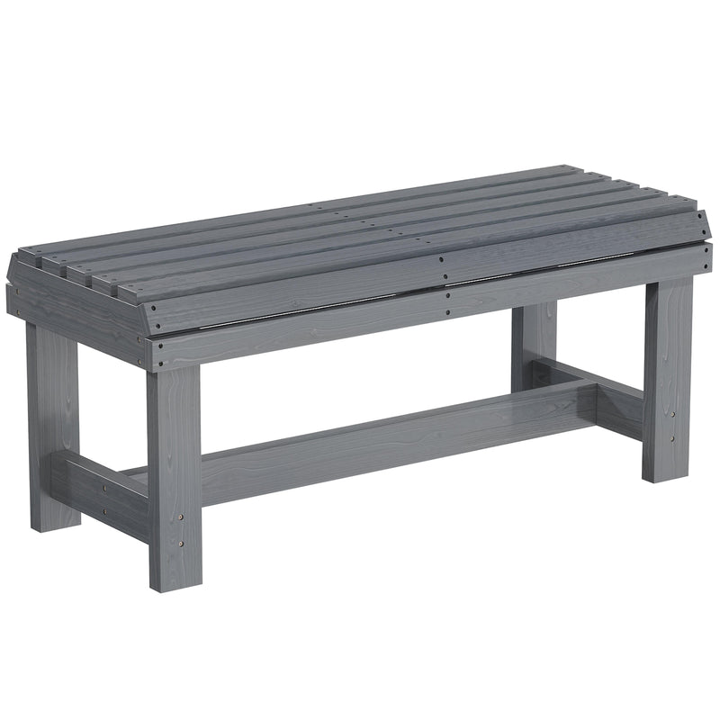 Wooden Garden Bench for Two with Curved Seat and Water Resistant Finish Grey Outsunny