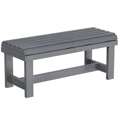 Wooden Garden Bench for Two with Curved Seat and Water Resistant Finish Grey Outsunny